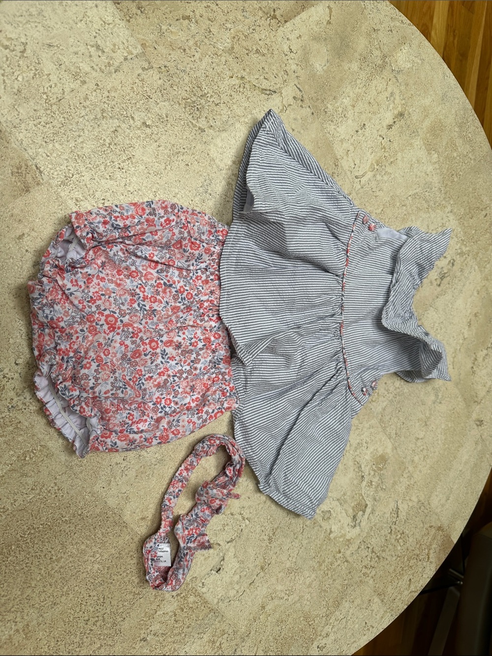Striped Top & Pink Floral Bloomers Matching Set